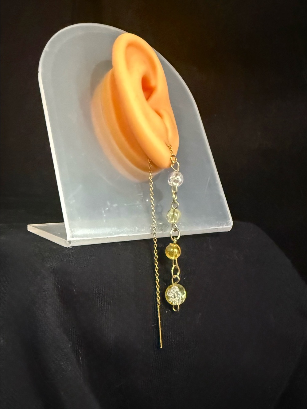 Delicate Yellow Crystal Drop Threader Earrings - Brand